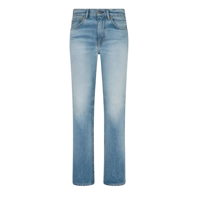 ストーンウォッシュ加工 デニム ストレートフィットパンツ