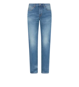 ブルー ストレッチ ストレートフィット セルビッジデニム
