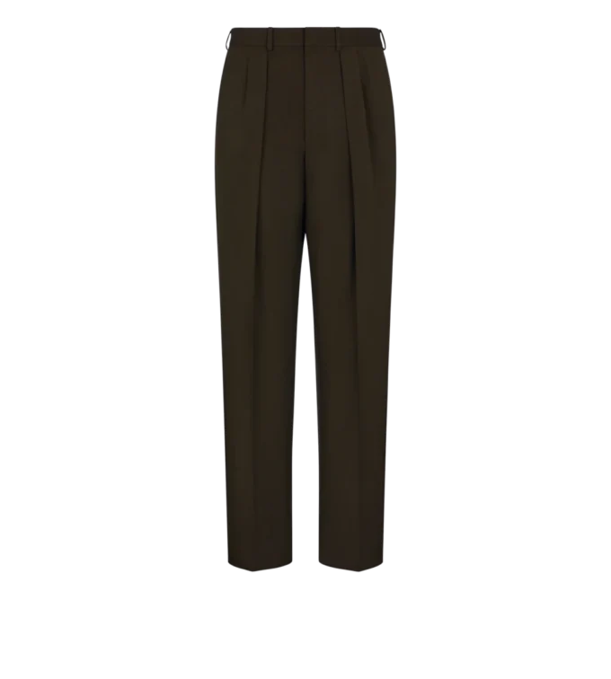 ウールカシミアシルクレップスダブルプリーツパンツ