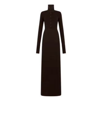 ロングオープンタートルネックカシミアドレス