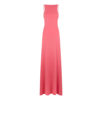 カシミアシルク ロングスラッシュネックドレス（オープンバック）