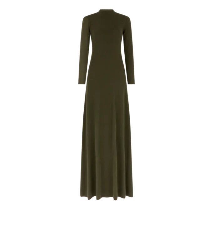 フルニードル ファインカシミアシルク クルーネック コラムドレス