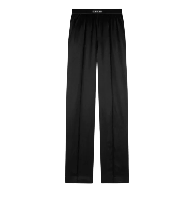 ストレッチシルクサテンパジャマパンツ