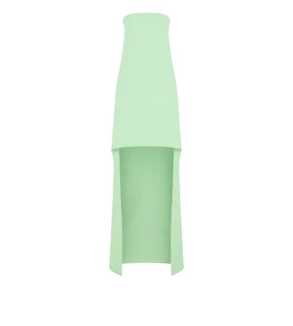 ダブル ジョーゼット ストレッチシルク アシンメトリー ストラップレス カクテルドレス