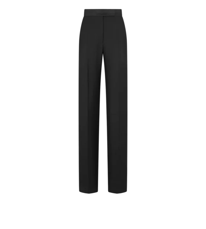 ウールシルクブレンド ハイウエスト タキシードパンツ