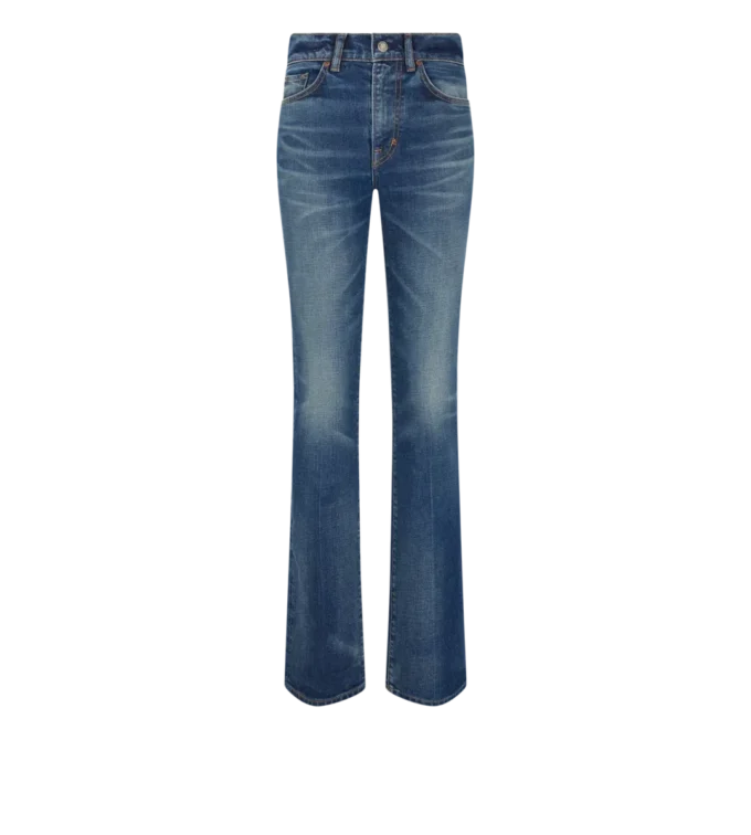 ストレッチ生デニムフレアパンツ