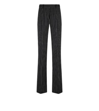 ストライプ ウールコットン バラテア リラックスドプリーツ ストレートパンツ