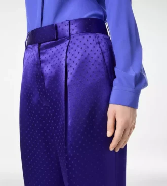 ポルカドットジャカードプリーツストレートパンツ