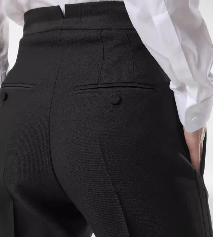 ウールシルクブレンド ハイウエスト タキシードパンツ