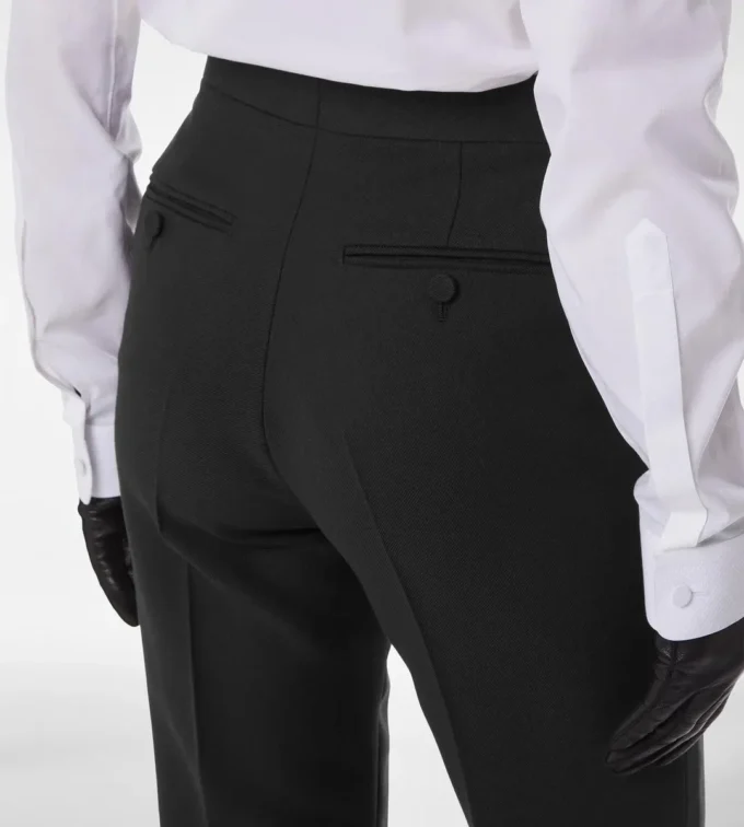 ウールシルクブレンド テーラードタキシードストレートパンツ