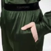 ストレッチシルクサテンパジャマパンツ