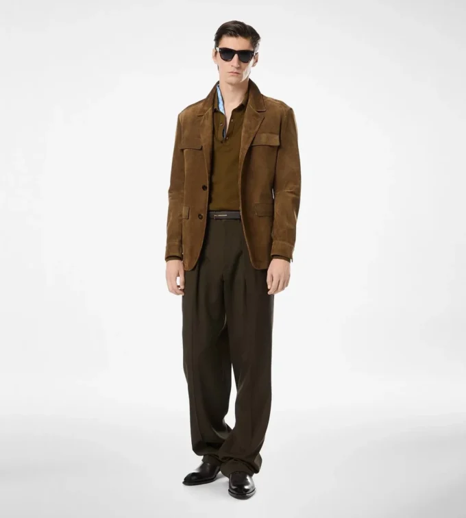 ウールカシミアシルクレップスダブルプリーツパンツ