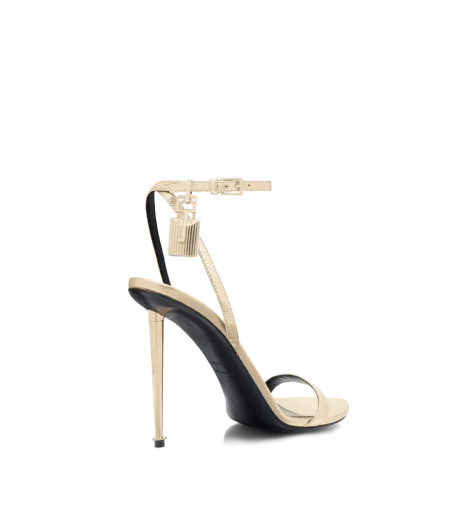 ラミネート加工ナッパレザー パドロック ポイント ネイキッド サンダル