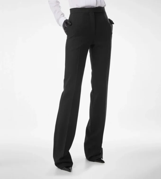 ウールシルクブレンド テーラードタキシードストレートパンツ