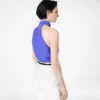 シルク製 ホルターネック ラバリエール トップ（プリーツディテール）