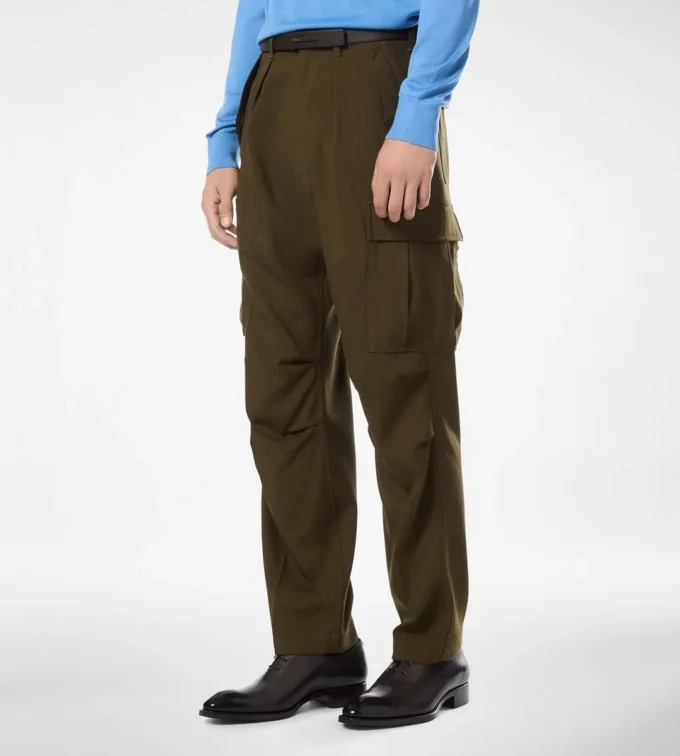 ウールカシミアシルクレップスカーゴパンツ
