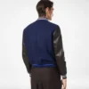 レザースリーブ付きバーシティボンバー
