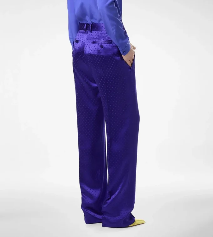 ポルカドットジャカードプリーツストレートパンツ