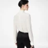プリーツディテールのシルククレープ・ド・シャンシャツ