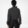 ポルカドットシルククレープ・ド・シンのラバリエールチュニックトップ（タキシードディテール付き）