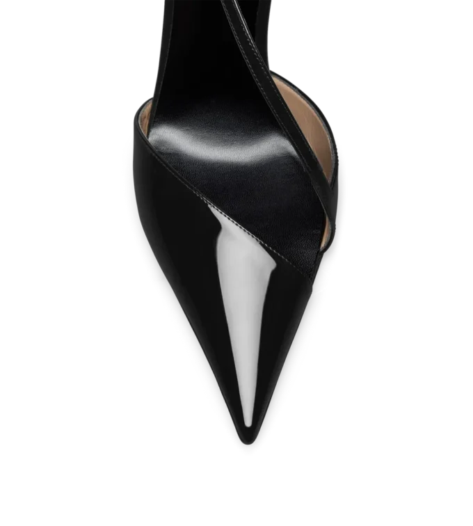 パテントレザー アシンメトリー パンプス