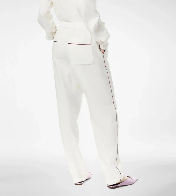 パイピング付きシルクツイルパジャマパンツ