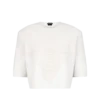 シルクシェニールエンボス加工パイソンディテールのメリノカシミアクルーネックTシャツ