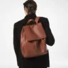 グレインレザー Tライン フラップバックパック