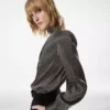 ロングスリーブ Vネック ラバリエール シルクブラウス