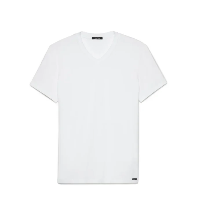 コットン Vネック Tシャツ