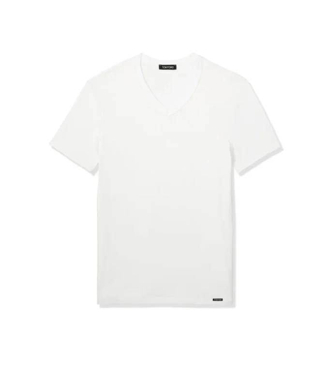 コットン Vネック Tシャツ